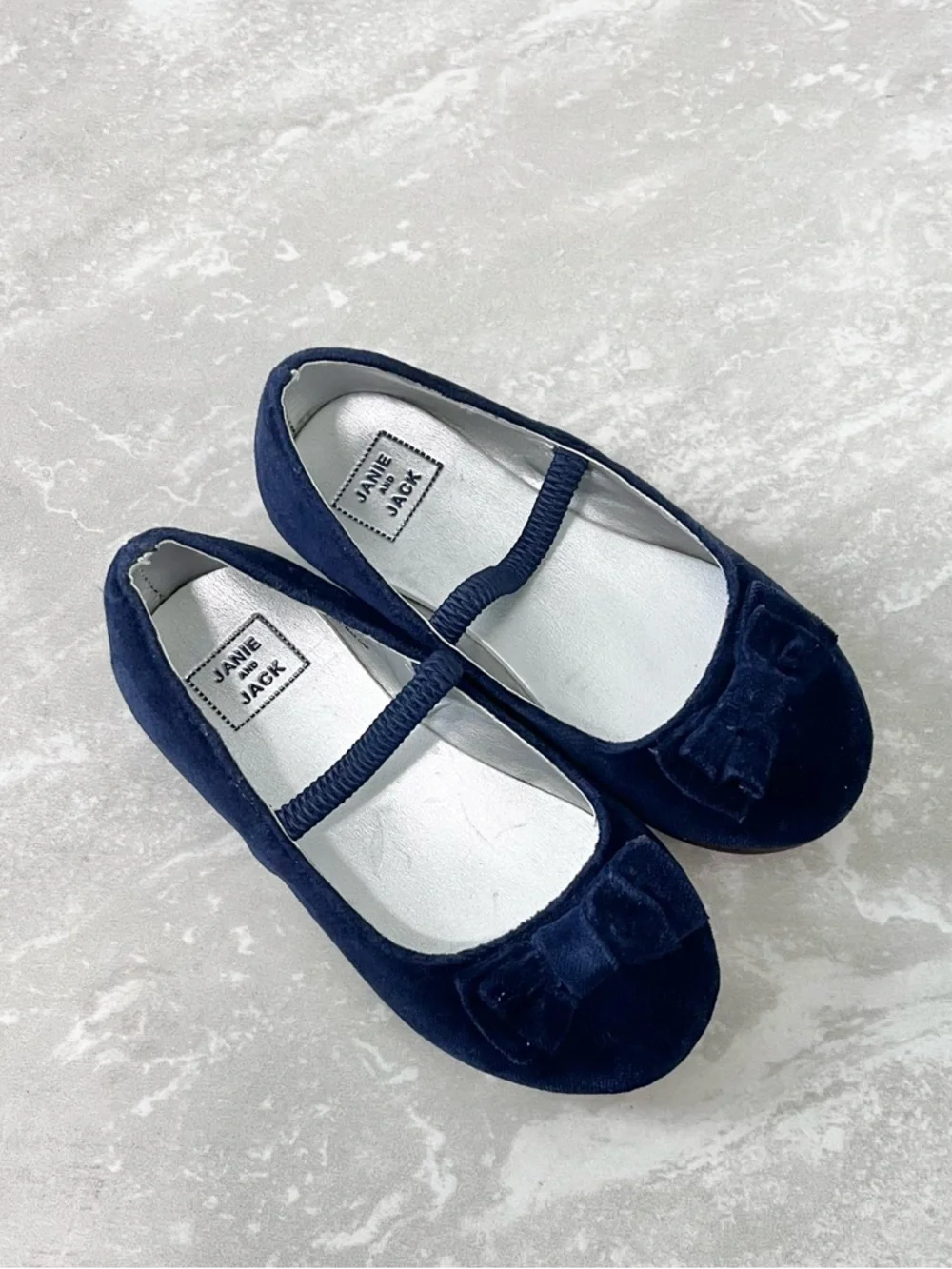 Janie and Jack Navy Blue Velvet Mary Jane Flats- Size 7